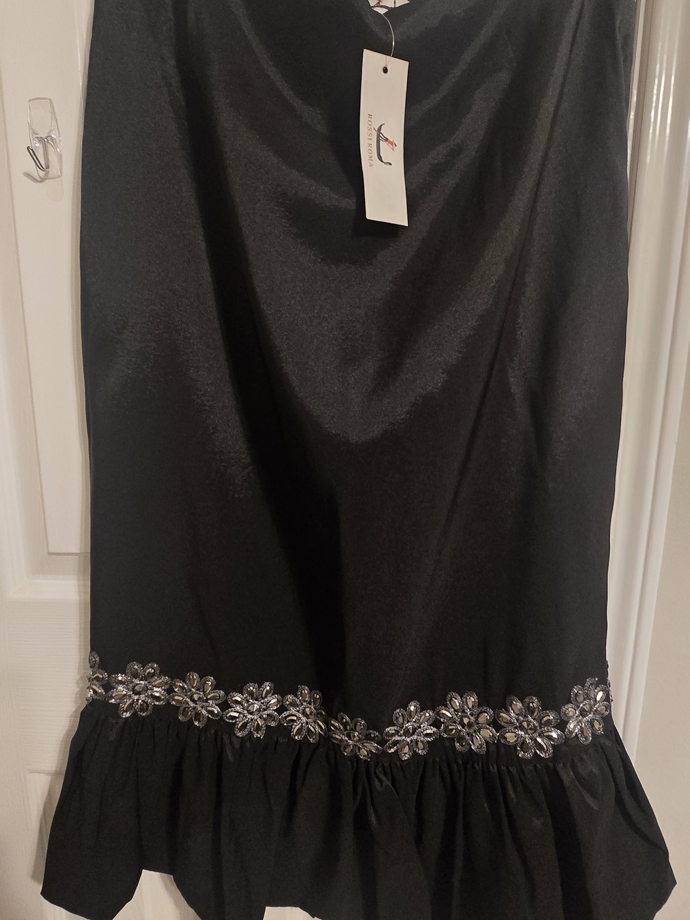 Black Embellished Hem Midi Skirt
